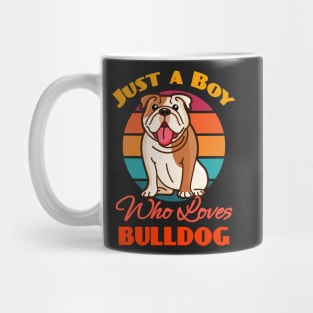 Jusy A Boy Who Loves Bulldog Dog Lover Cute Sunser Retro Funny Mug